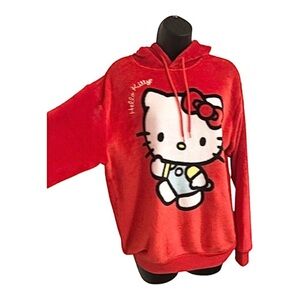 Hello Kitty Red velour long sleeve‎ sweatshirt hoodie size small new